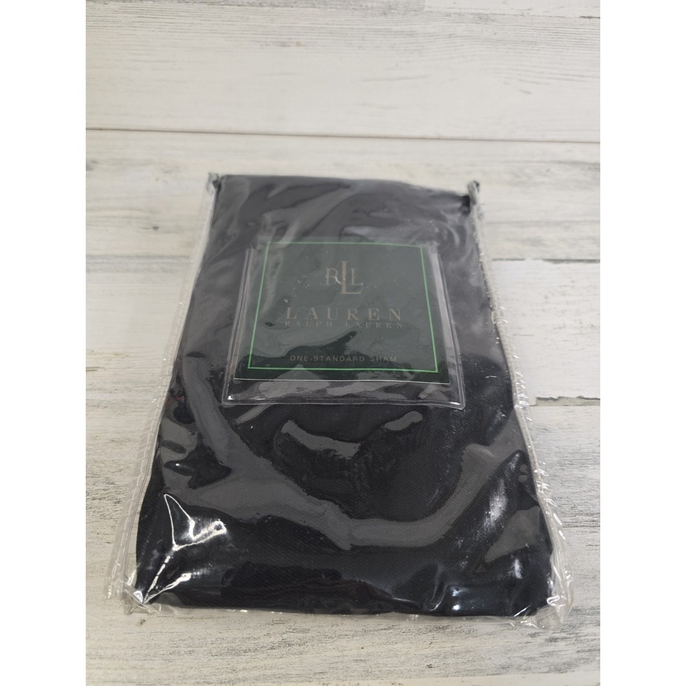 Lauren Ralph Lauren Montecito Black Linen Cotton Standard Pillow Sham 20x26 NEW
